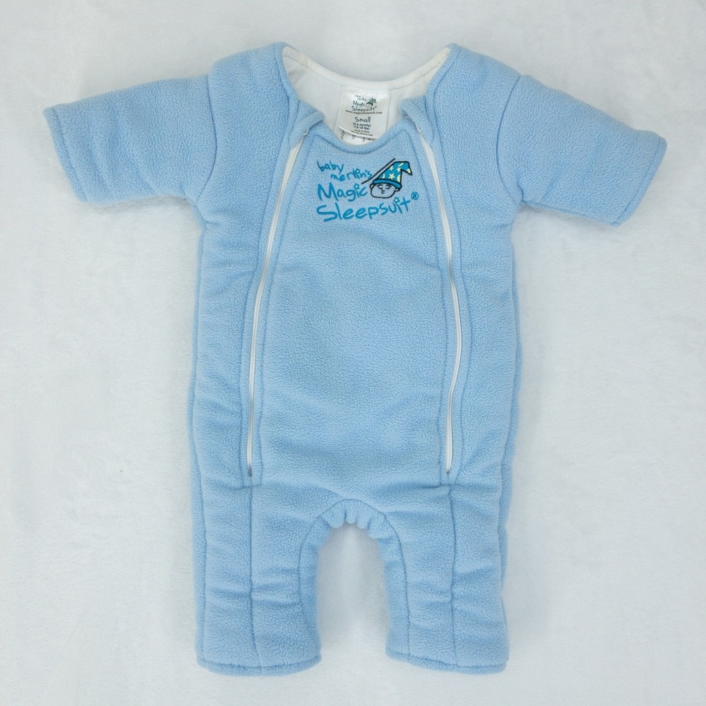 Baby Merlin Magic Sleepsuit Kids Small 3-6M Blue Fleece Swaddle Transition Night